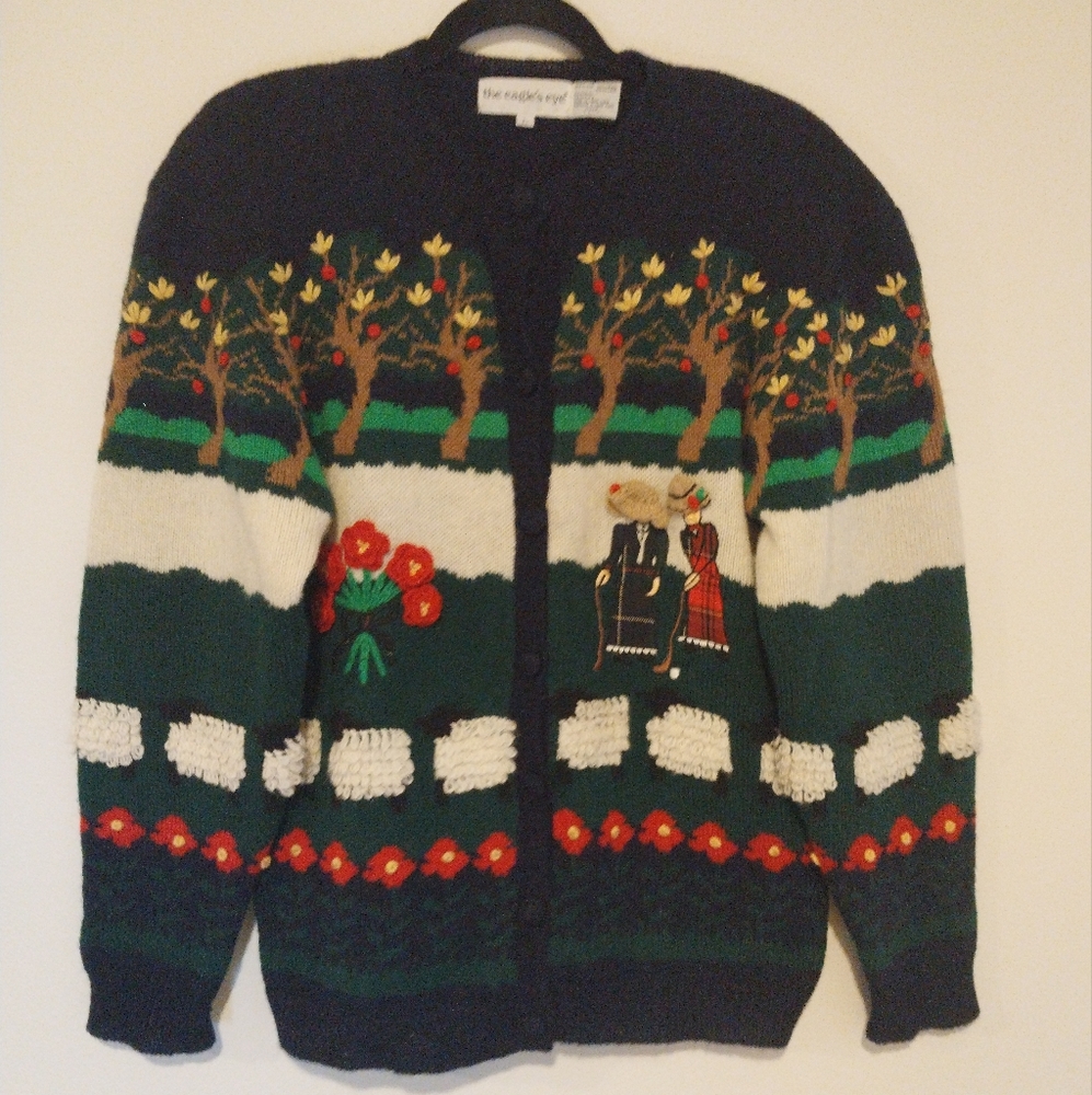 The Eagle's Eye Vintage Shetland Wool Emroidered Victorian Theme Cardigan